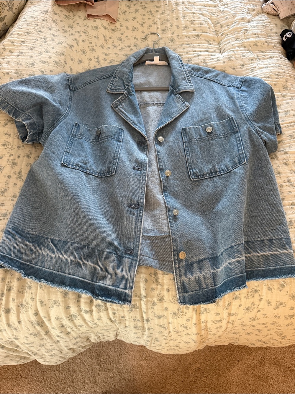 BNWT Jane and Delancey Light Blue Denim Button-Front Short Sleeve Shirt